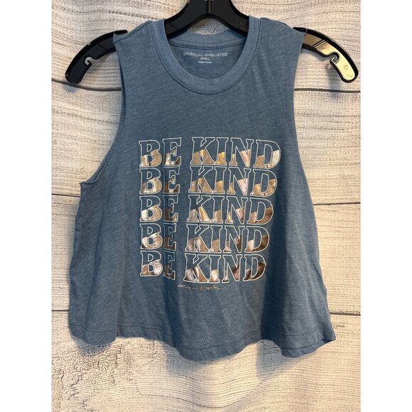 Spiritual Gangster "Be Kind" Blue Sleeveless Tank Top Size S - Picture 1 of 3